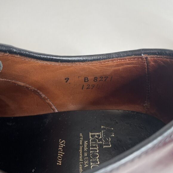 Allen Edmonds Mens Shelton 9B Black/Burgundy Oxford Saddle Shoe 8271 main image 9